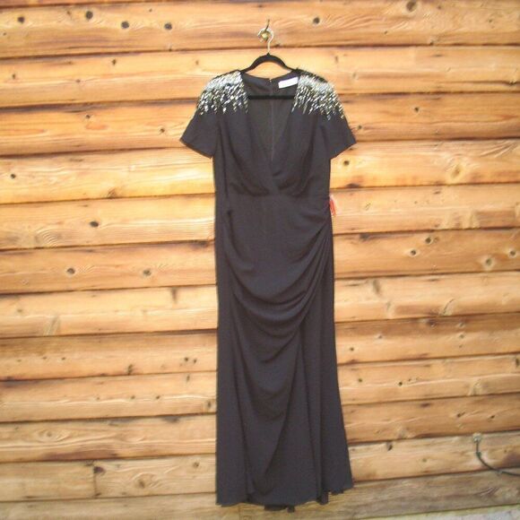 Mac Duggal 55704 Womens Black SEQUINED EMBELLISHED SHOULDER EVENING GOWN - Picture 5 of 16